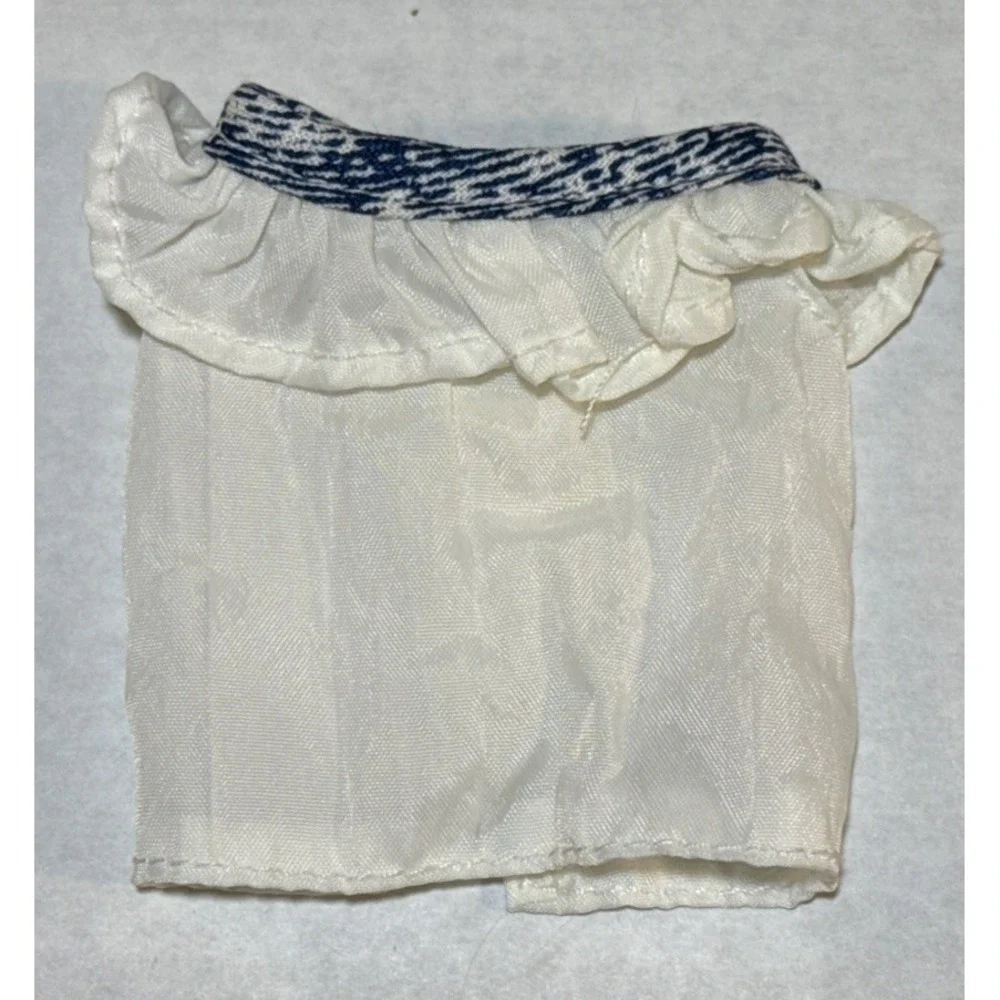 Vintage 80s Barbie Clone Fashion Doll White/Denim Skirt Shirt Outfit Set BB15-20